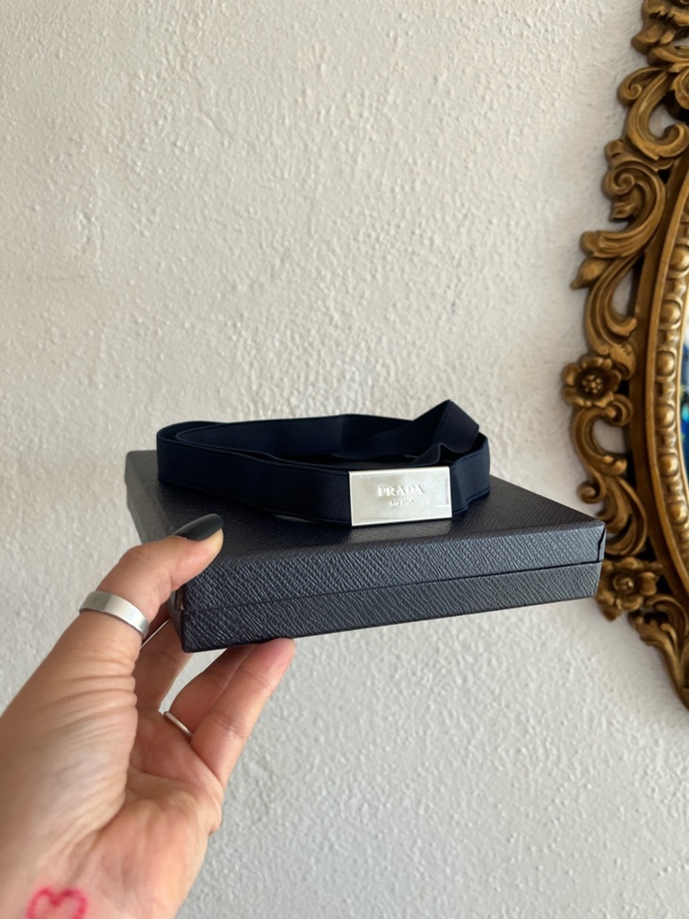 Prada Milano Navy Elastic Belt Strap + Box and Dust Bag - Picture 4 of 4